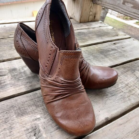 Boho brown leather ankle booties size 9 - Picture 1 of 8